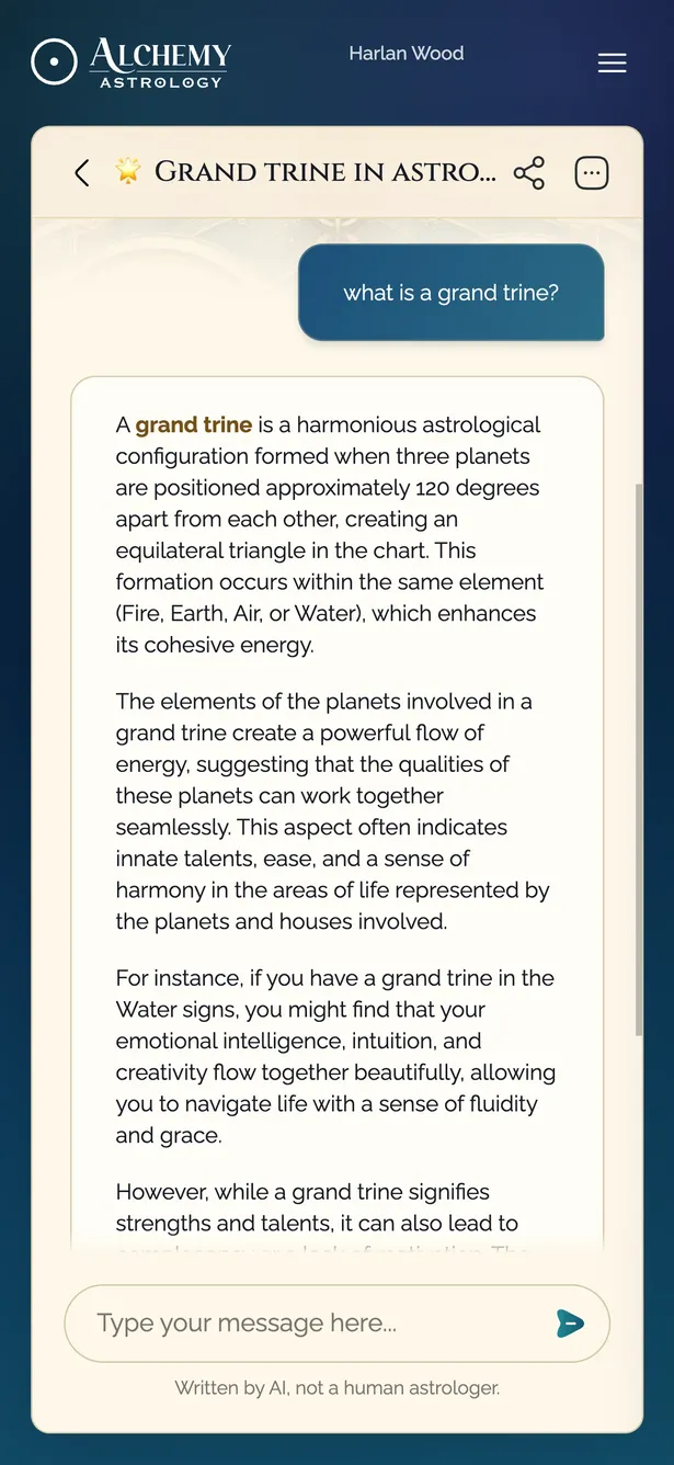 A beginner asking what a grand trine is, and getting a plain answer