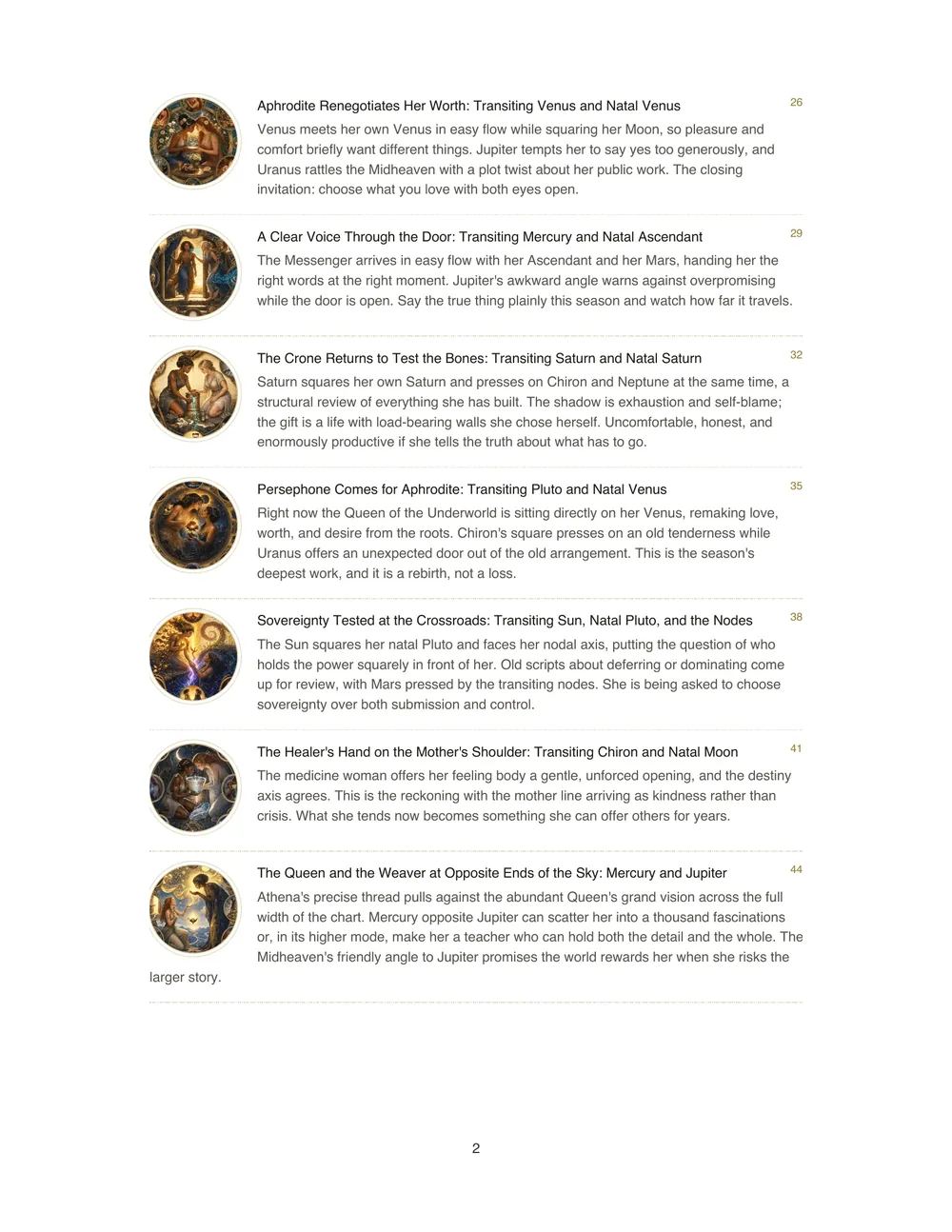 Page 3 of an example Goddess Report