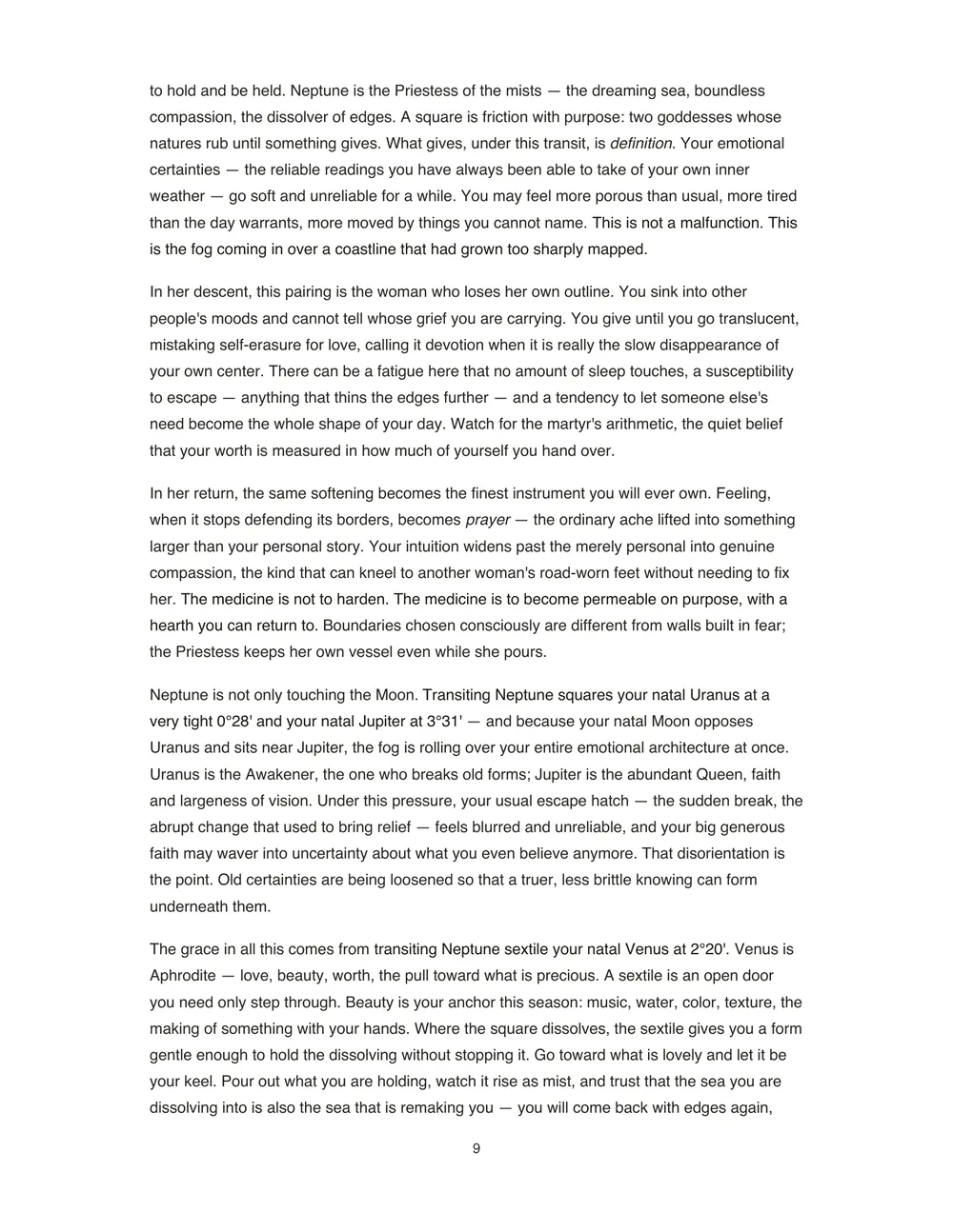 Page 10 of an example Goddess Report