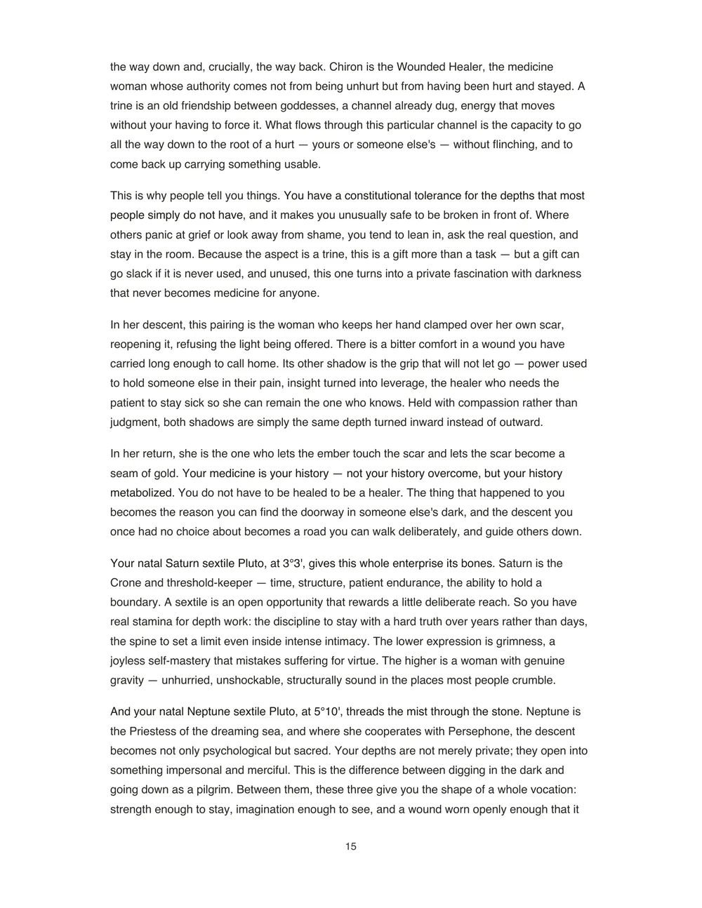 Page 16 of an example Goddess Report